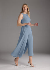 Azazie Anitta Dusty Blue Jumpsuit/Pantsuit Pleated Stretch Crepe Dress dusty_blue