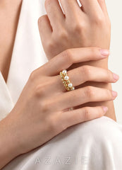 Pearl Beaded Wrap Ring  gold