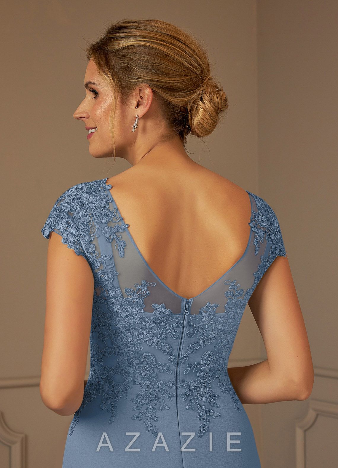Azazie Terrano Dusty Blue A-Line Scoop Lace Dress dusty_blue