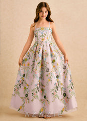 Azazie Lark Girls Formal Blushing Pink A-Line Pleated Lace Dress blushing_pink
