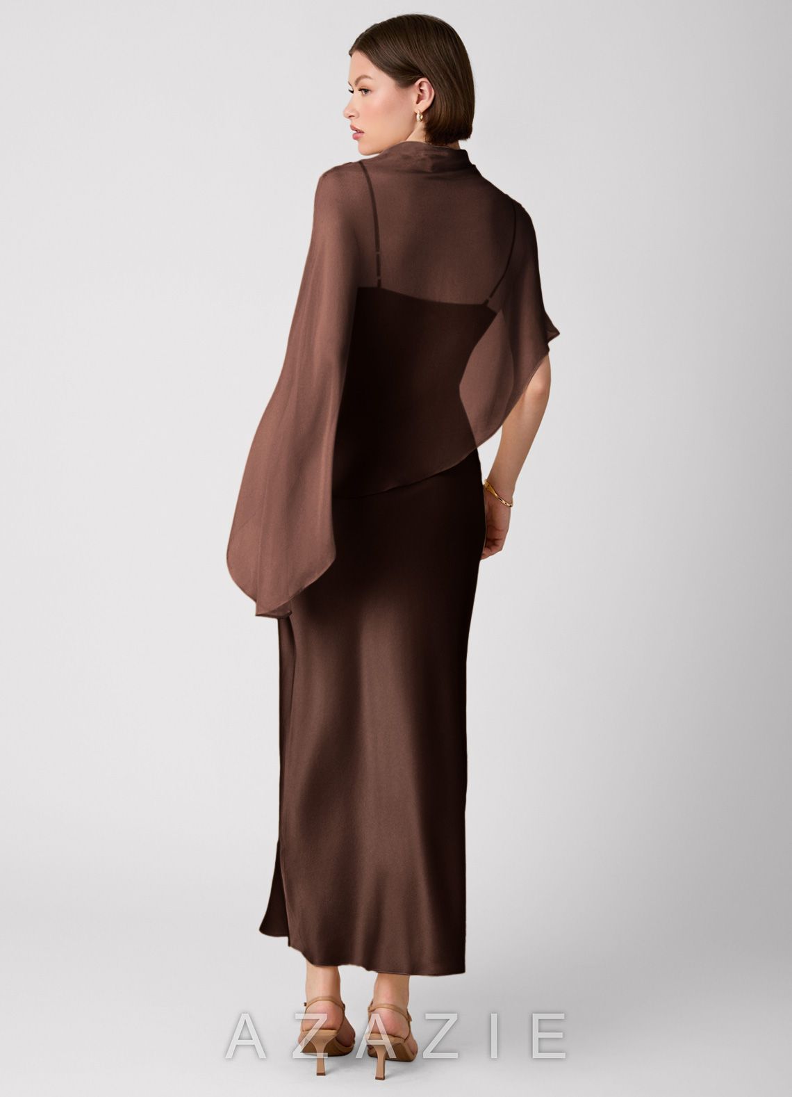 Crystle {color} 100% Washable Silk Maxi Dress  espresso