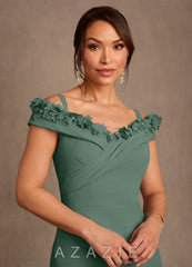 Azazie Jettie Eucalyptus Sheath Pleated Chiffon Dress eucalyptus