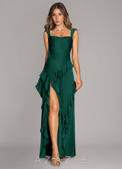 Azazie Sloane Emerald A-Line Sweetheart Neckline Stretch Satin Dress