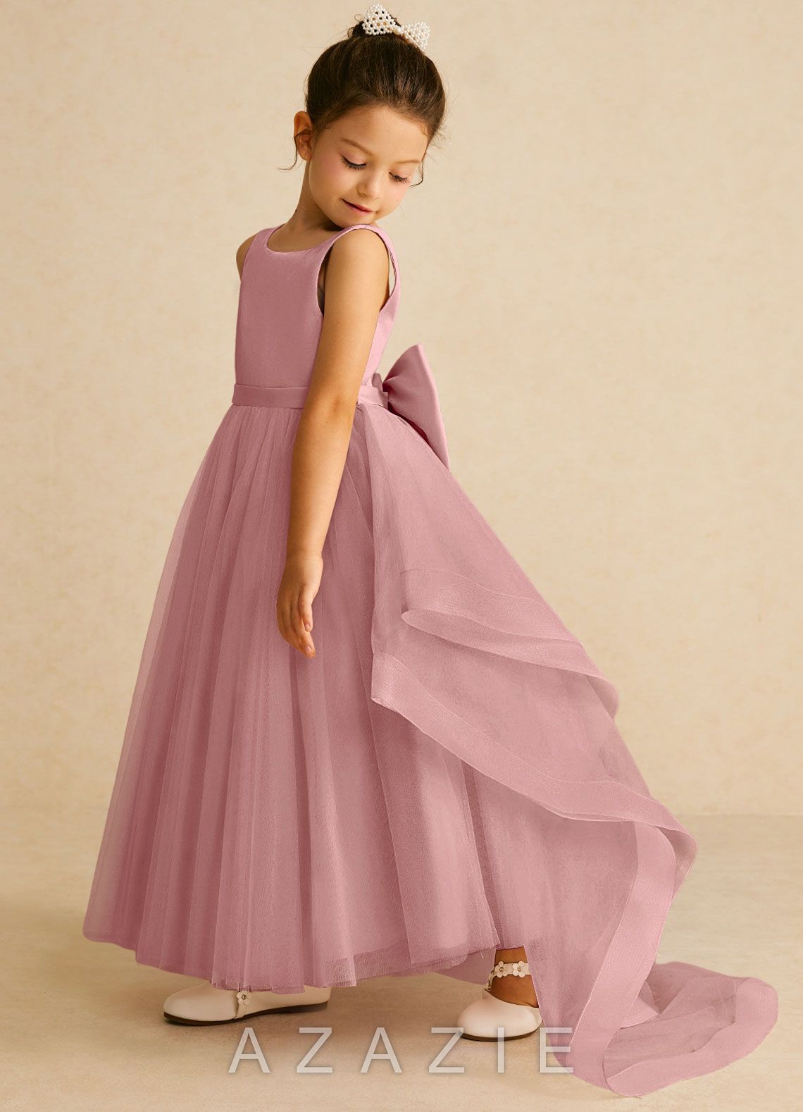 Azazie Pumpkin Dusty Rose A-Line Convertible Tulle Dress dusty_rose