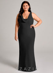 Azazie Rylina Black Mermaid Pleated Chiffon Dress black