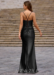 Glow Black Silk-like Satin Prom Dress
