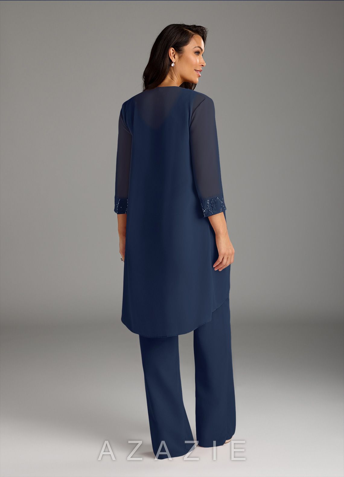 Azazie Maura Jumpsuit Dark Navy Jumpsuit/Pantsuit Sequins Chiffon Dress dark_navy