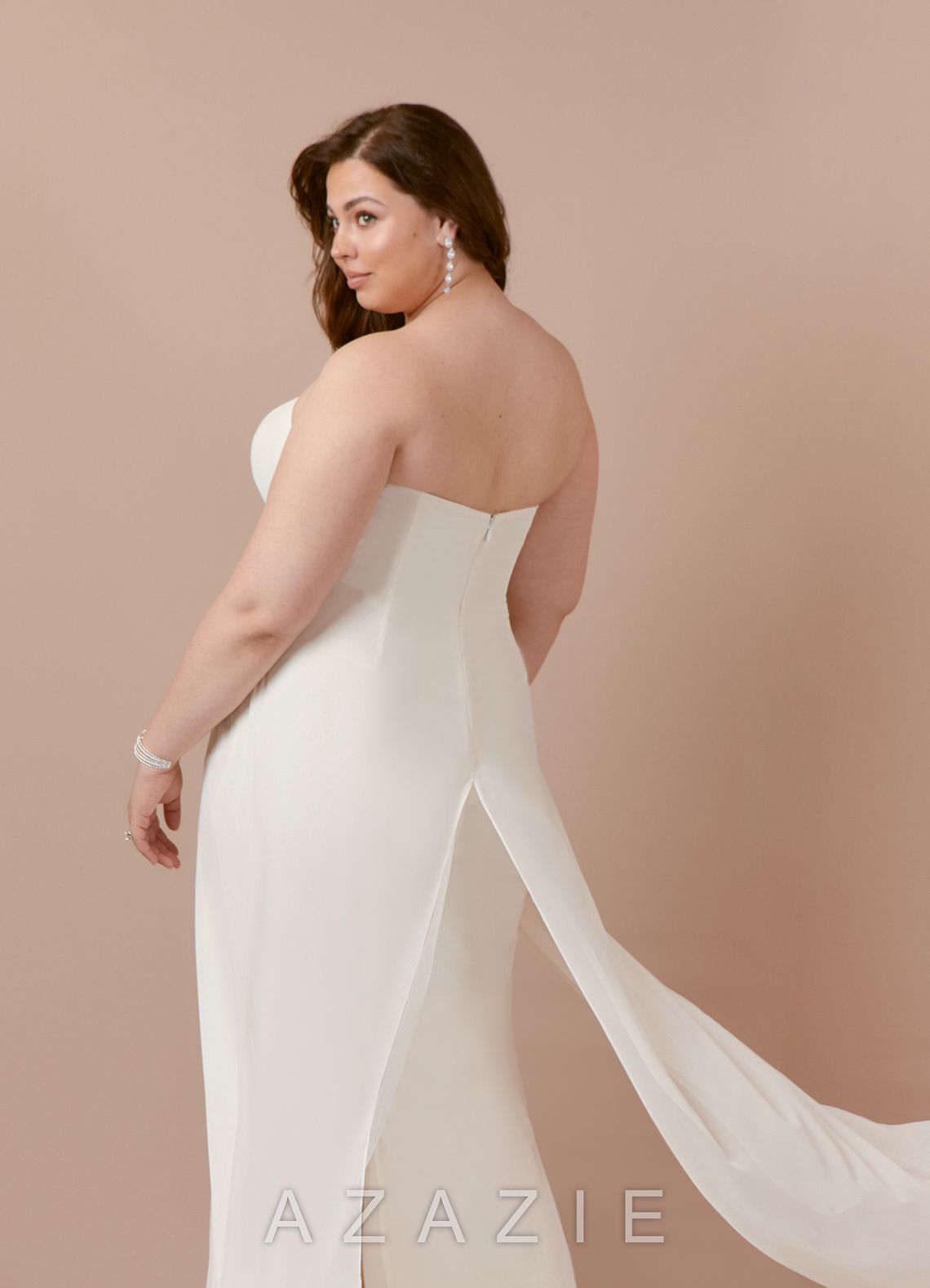 Azazie Tamara Wedding Dress Diamond White Pant Styles Strapless Chiffon Dress diamond_white