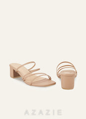Nude Strap Low Heel Sandals
