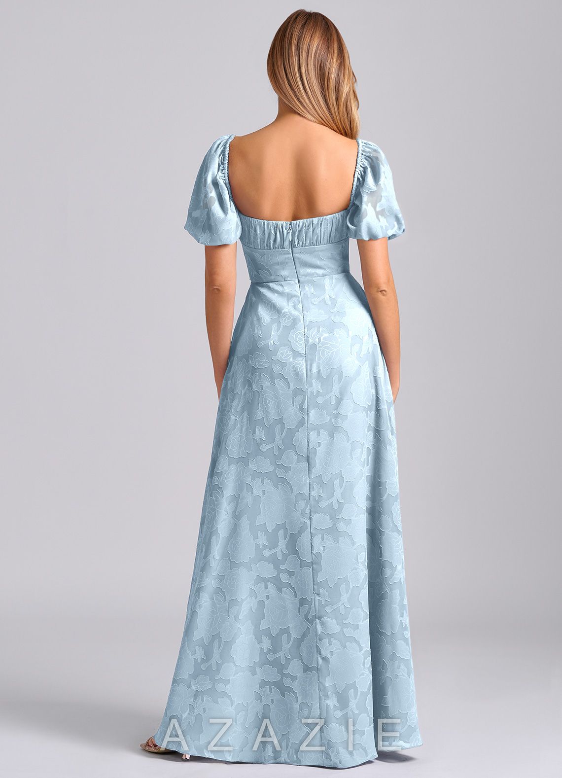Azazie Mirian Sky Blue A-Line Sweetheart Neckline Floral Burnout Dress sky_blue