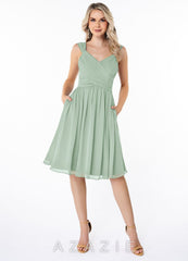 Azazie Angie Agave A-Line Corset Chiffon Dress