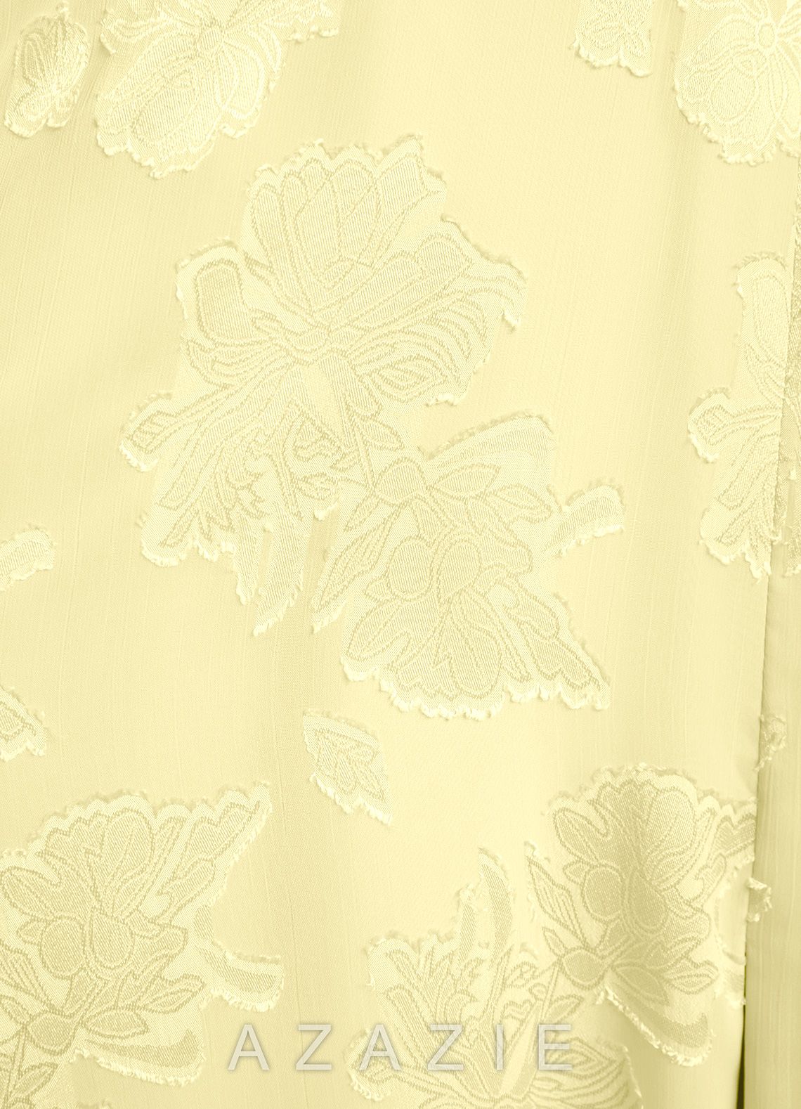 Azazie Bondi Lemon Sorbet A-Line Ruched Floral Jacquard Burnout Dress lemon_sorbet