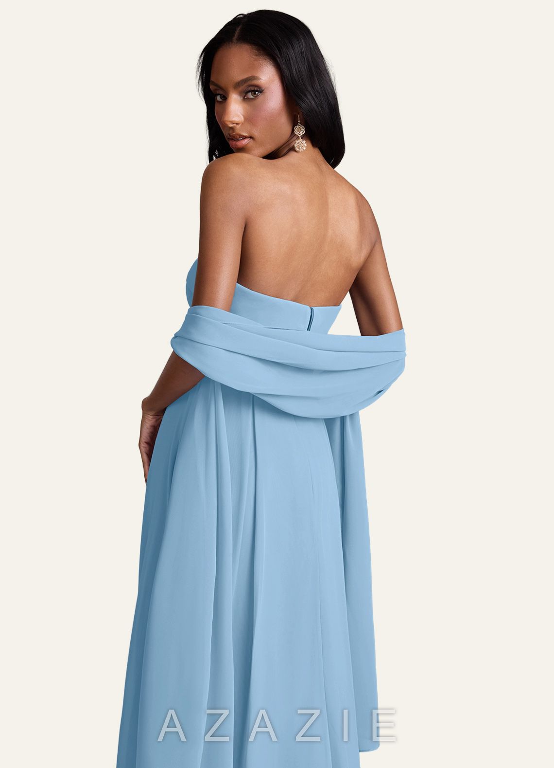 Azazie Matching Color Chiffon Shawl  steel_blue