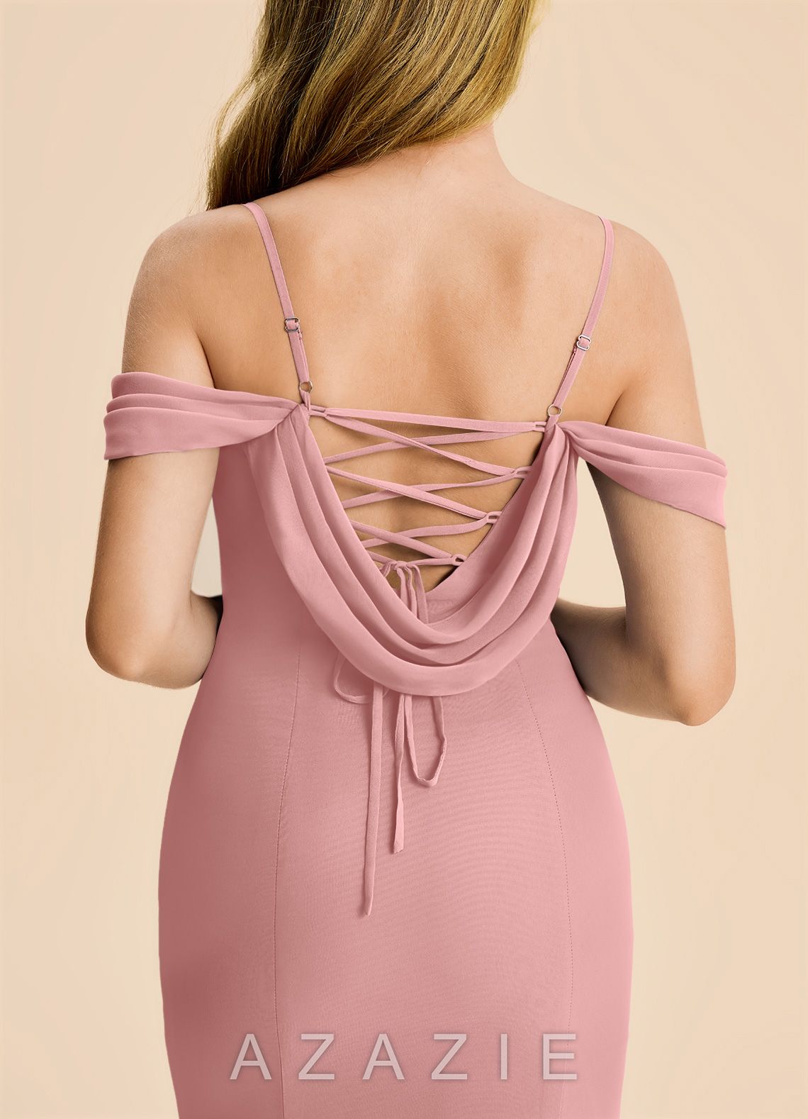 Azazie Nira Junior Dusty Rose Mermaid Ruched Chiffon Dress dusty_rose
