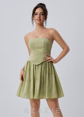 Fioralinda Celadon Jacquard Two-piece Lace-up Mini Dress