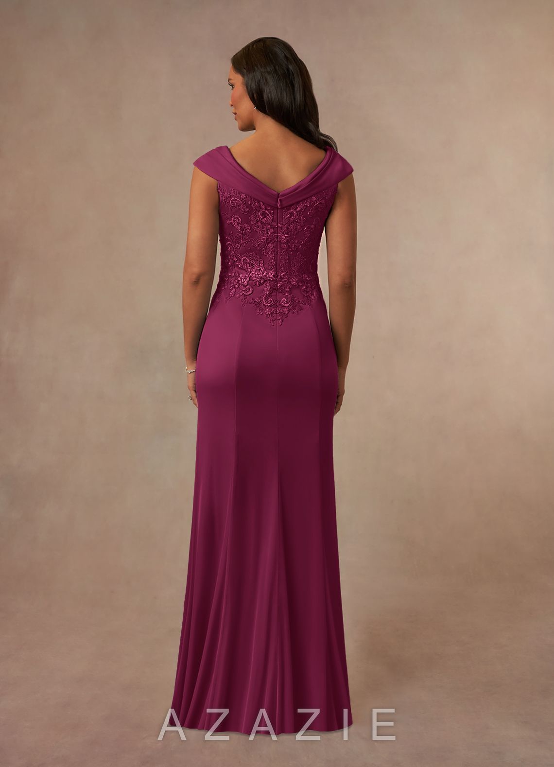 Azazie Calathea Mulberry A-Line Lace Dress mulberry