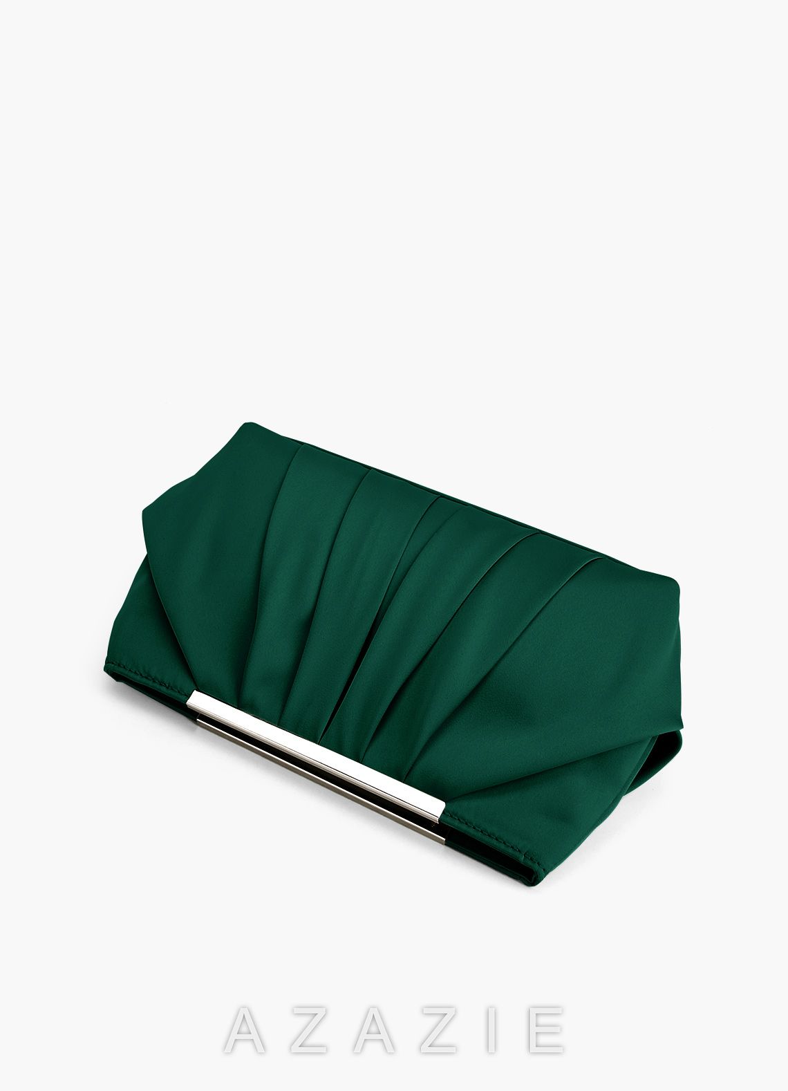 Matching Color Stretch Satin Pleated Clutch
