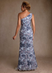 Azazie Joylin Dusty Blue Jacquard Trumpet One Shoulder Floral Jacquard Dress dusty_blue_jacquard