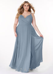 Azazie Lennon Dusty Blue A-Line Lace Chiffon Dress dusty_blue