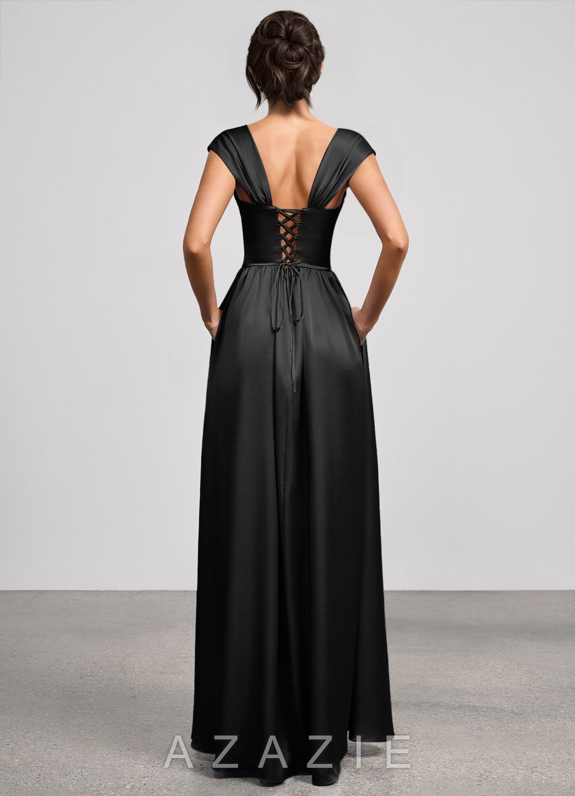 Odette {color} Luminous Satin Maxi Dress  black