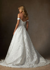 Azazie Amaya Antique White Ball-Gown Strapless Floral Jacquard Dress antique_white