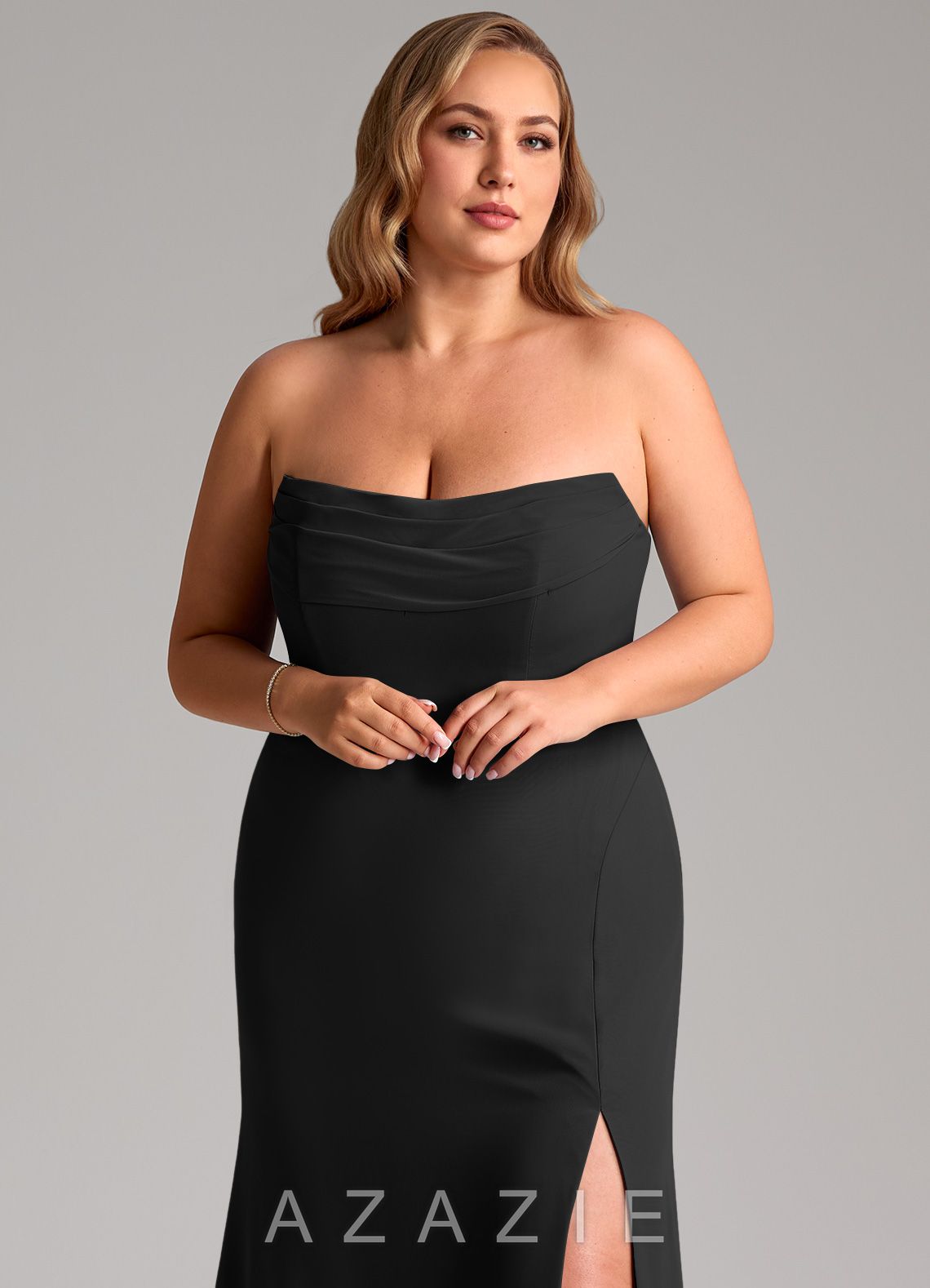 Azazie Saige Black A-Line Off the Shoulder Chiffon Convertible Dress black