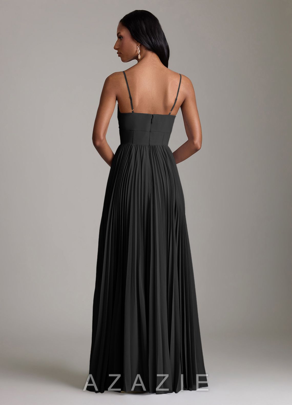 Azazie Akiko Black A-Line Sweetheart Neckline Chiffon Dress black