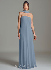 Azazie Ilana Dusty Blue A-Line Strapless Chiffon Dress dusty_blue