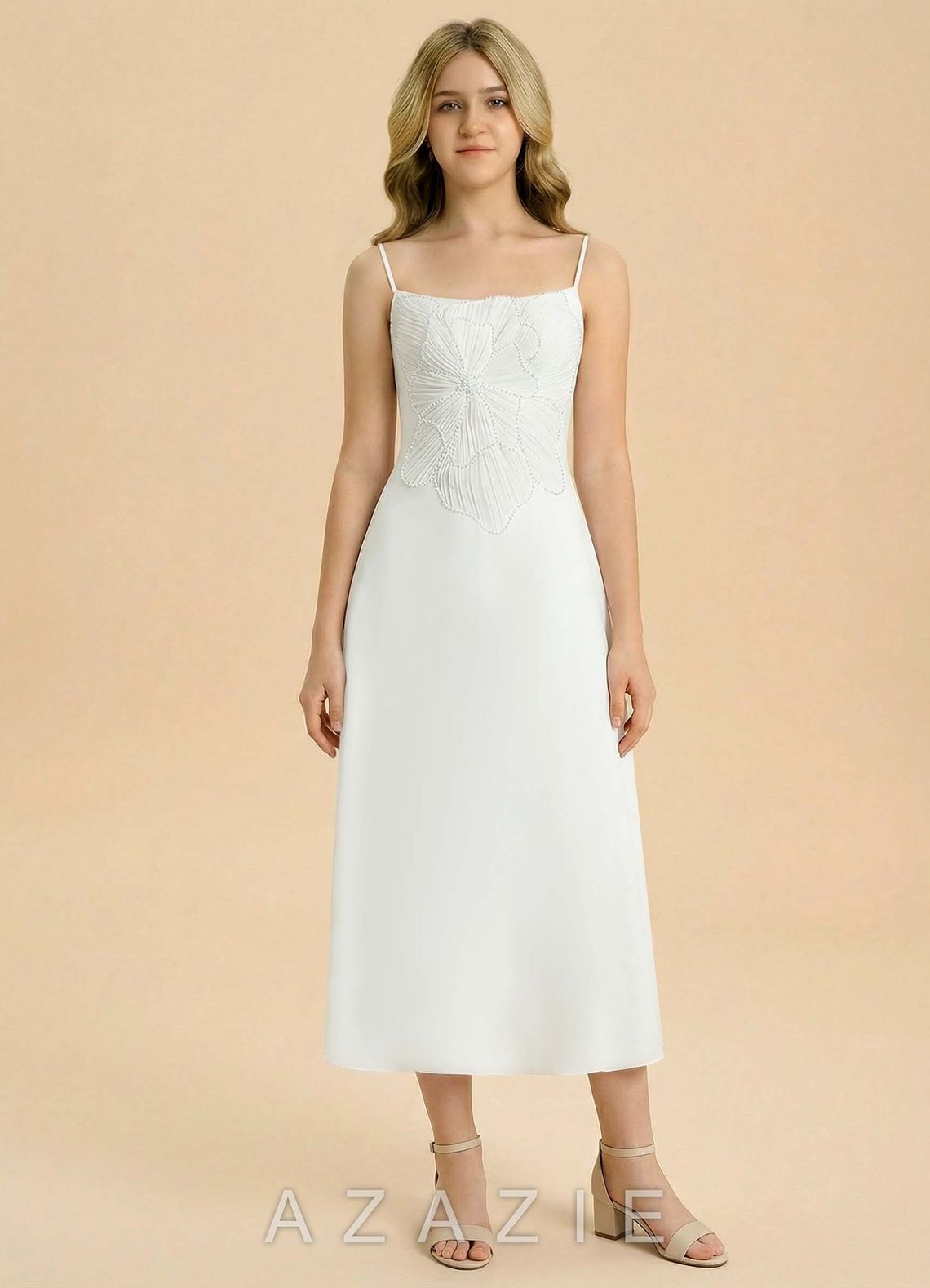 Azazie Leina Junior Formal Dress  white_#wt134112
