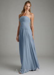 Azazie Layla Dusty Blue A-Line Strapless Chiffon Dress dusty_blue
