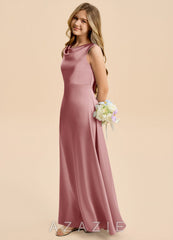 Azazie Kiki Junior Dusty Rose A-Line Bow Stretch Satin Dress dusty_rose