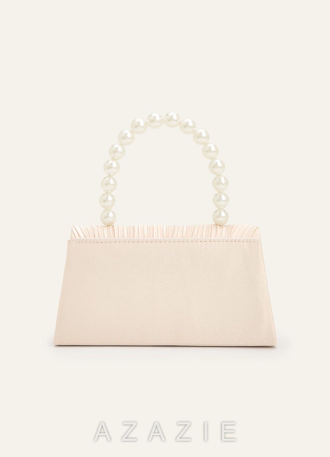 Pearl Handle Pleated Satin Envelope Handbag