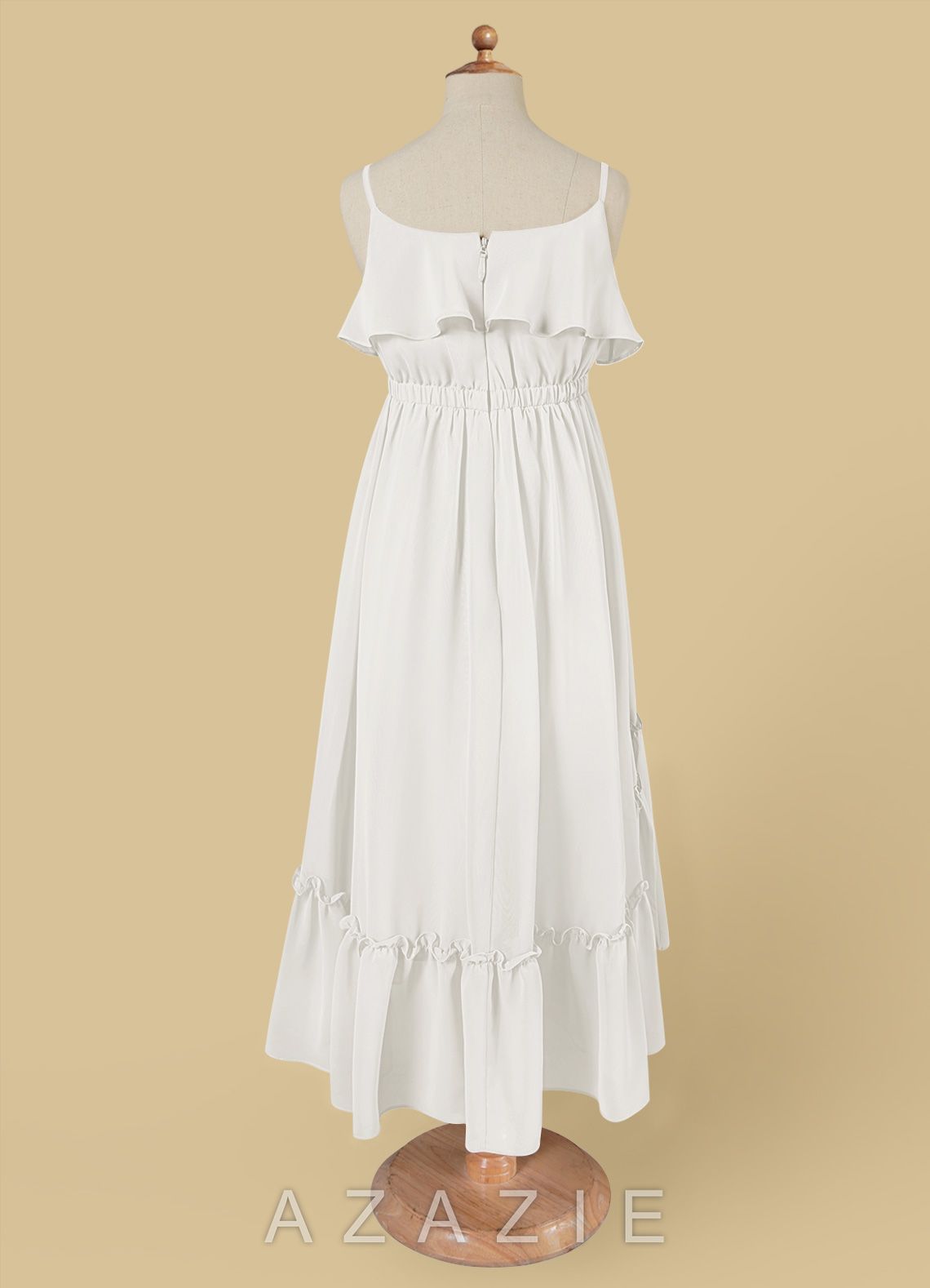 Azazie Karmen Ivory A-Line Ruched Chiffon Dress ivory