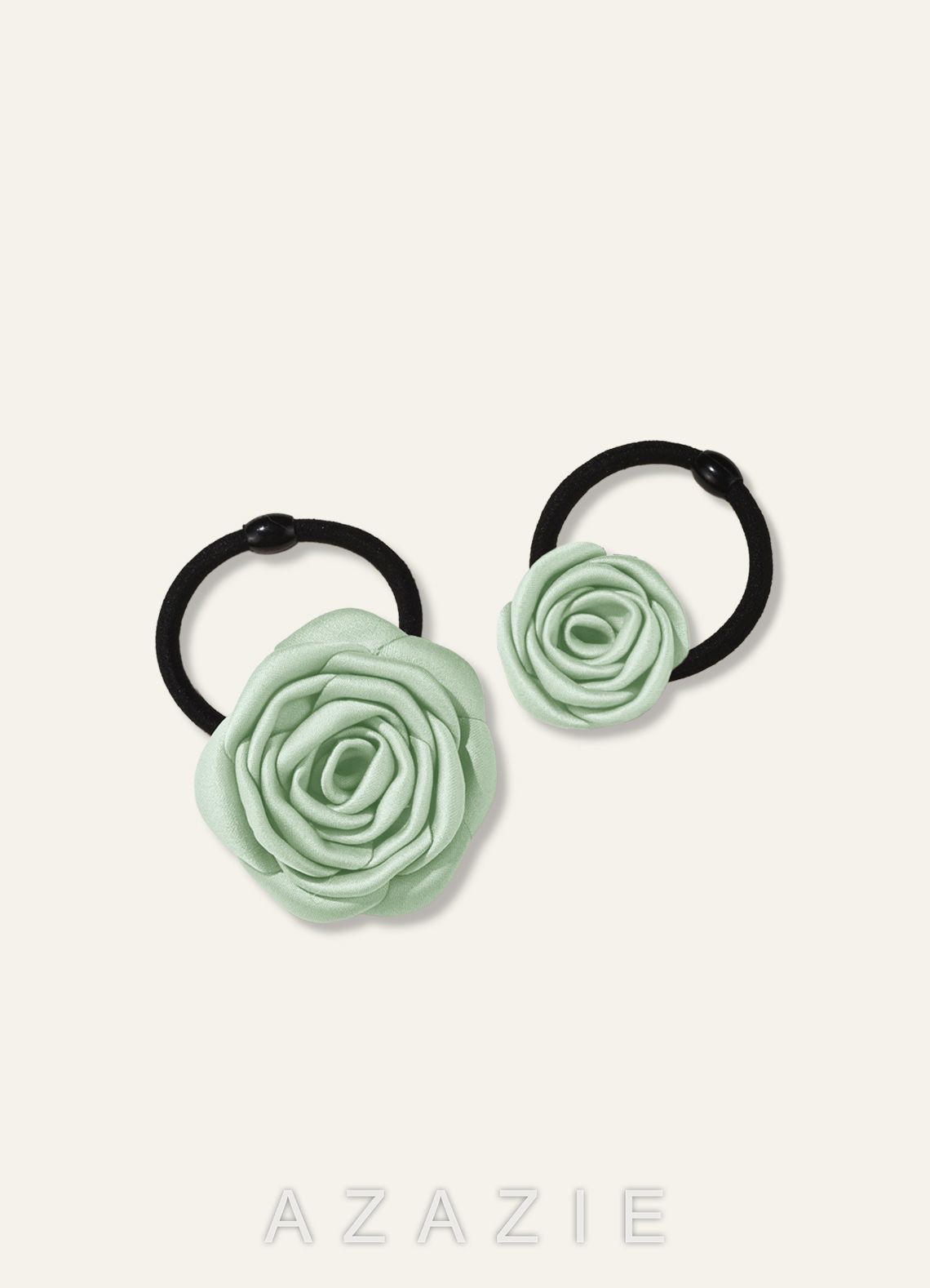 Darling Poise Matte Satin Ivory Flower 2-Piece Hair Tie Set
