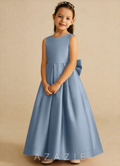Azazie Cailee Dusty Blue Ball-Gown Pleated Matte Satin Dress dusty_blue