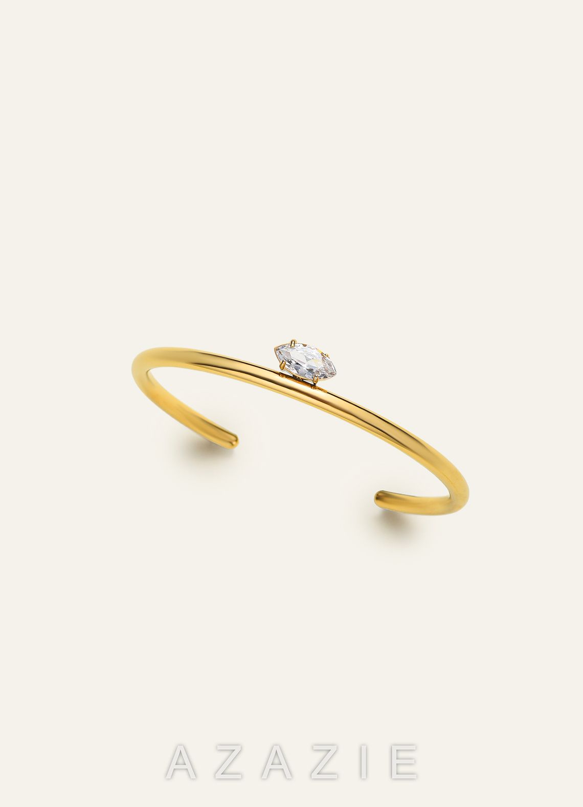 Solitaire Marquise Crystal Cuff Bracelet  gold