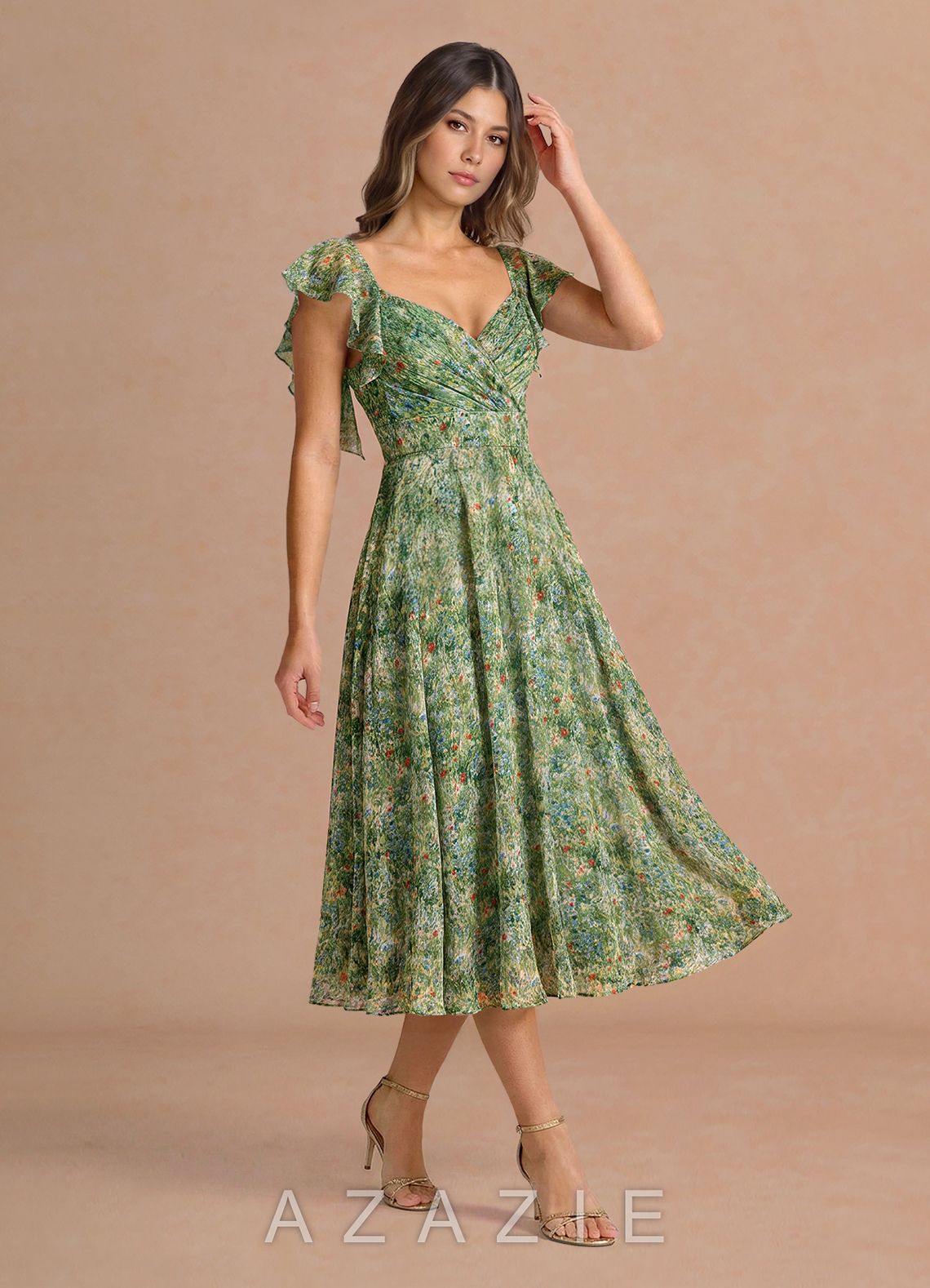 Saskia {color} Midi Dress  sp_green_floral_#gf134901