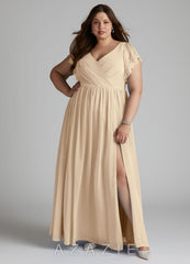 Azazie Zella Champagne A-Line Lace Chiffon Dress champagne