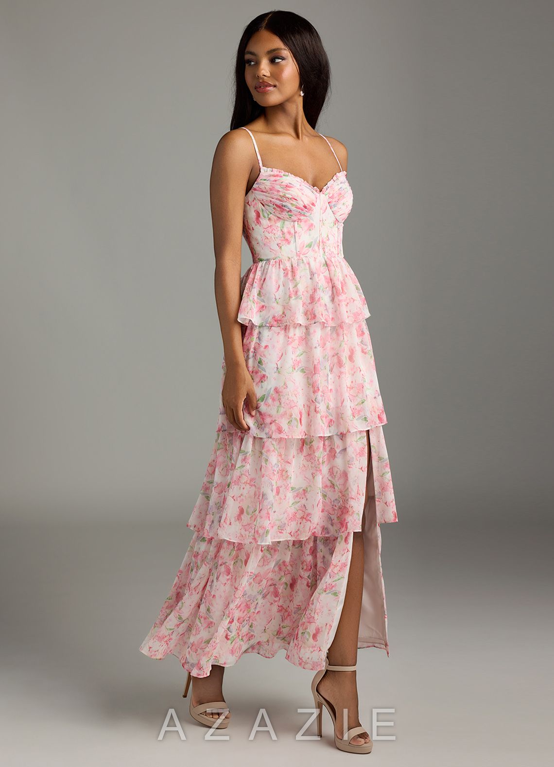 Azazie Kaiden Abstract Watercolor Floral A-Line Sweetheart Neckline Chiffon Dress abstract_watercolor_floral