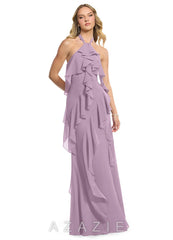 Azazie Velma Wisteria A-Line Side Slit Chiffon Dress wisteria