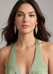 Zirconia Tassel Drop Earrings  gold