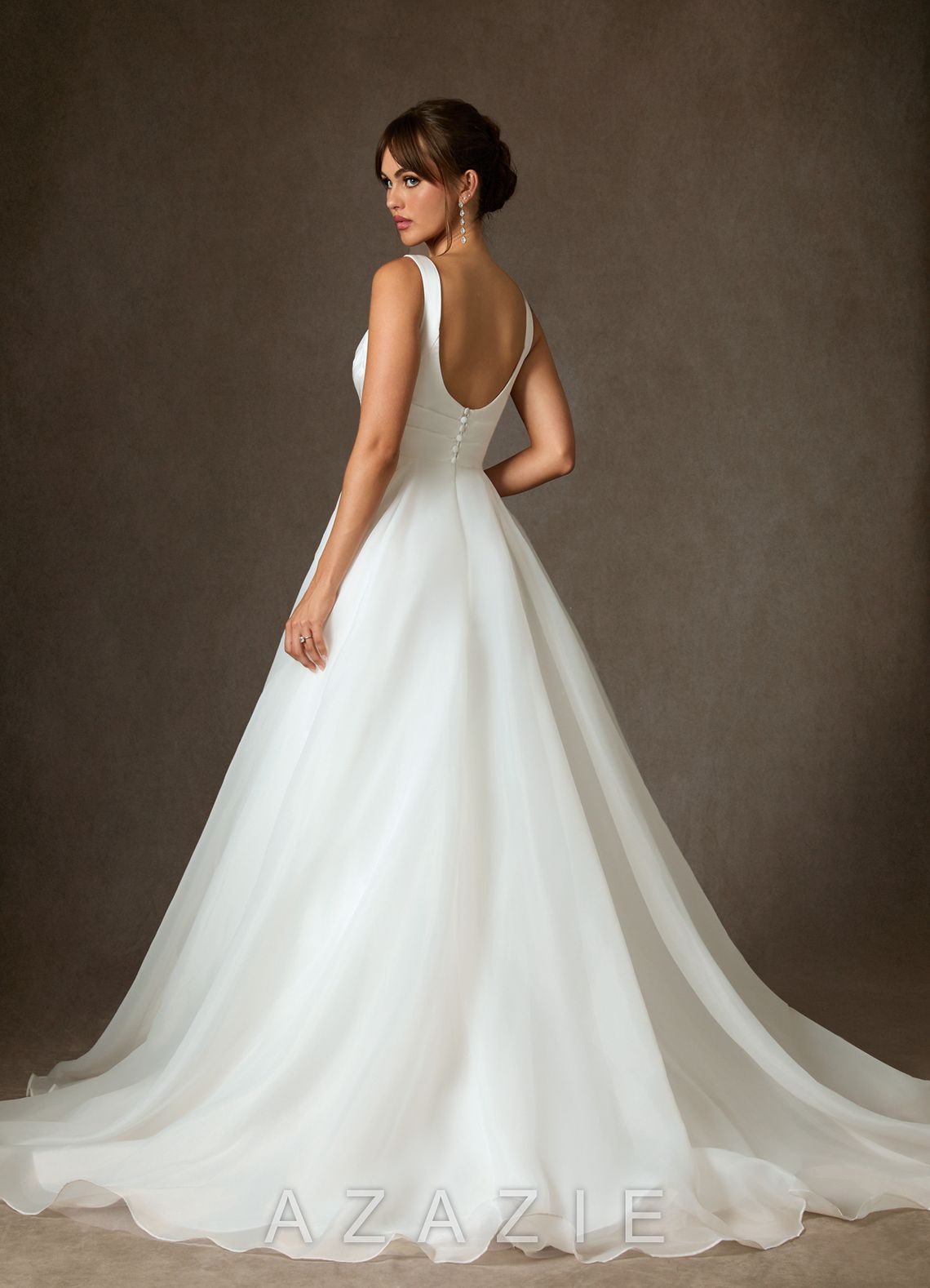 Azazie Caia Wedding Dress Diamond White A-Line Sweetheart Neckline Stretch Satin Dress diamond_white