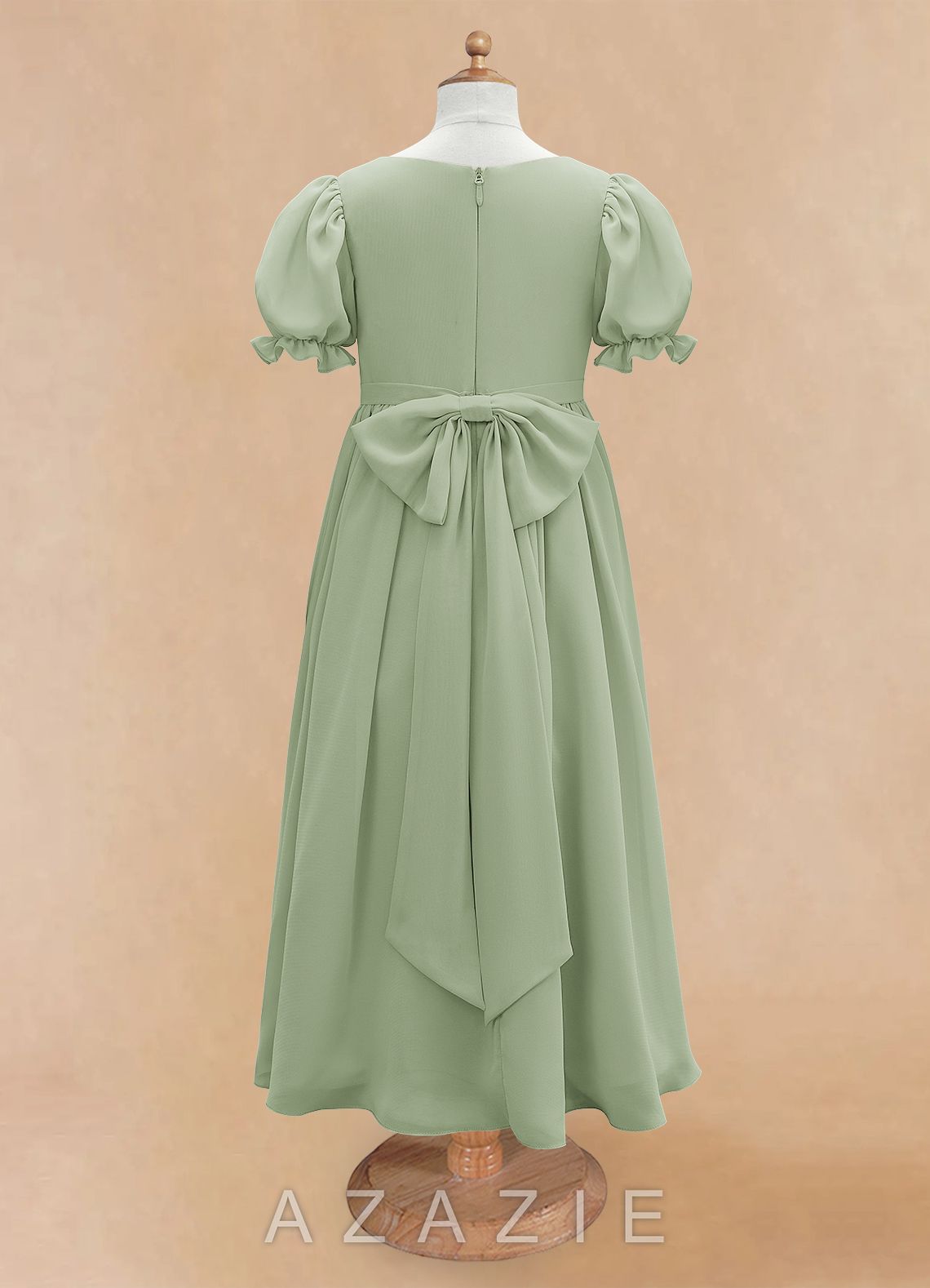 Azazie Joss Dusty Sage A-Line with Sleeves Chiffon Dress dusty_sage