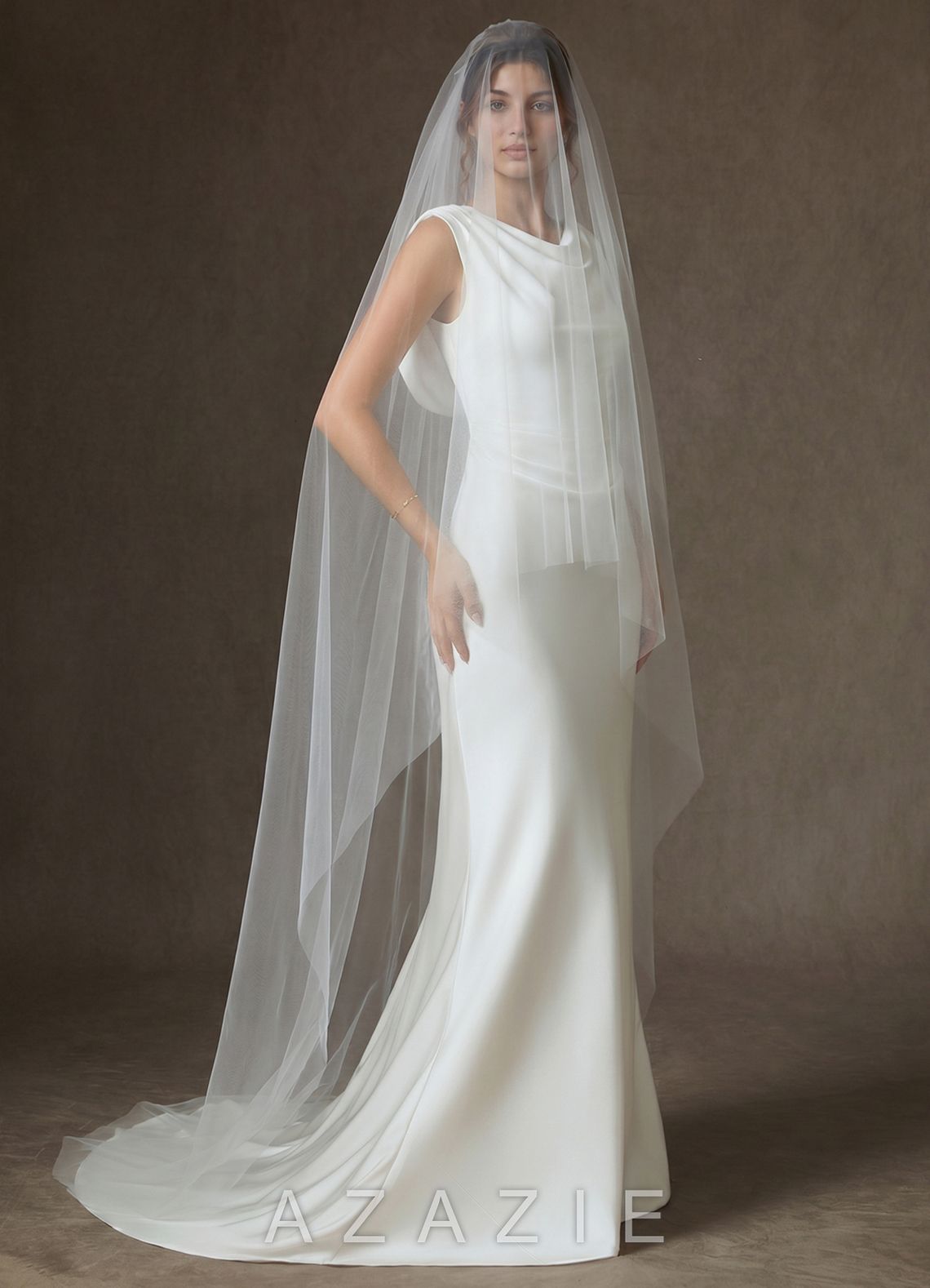 Lace Appliqué Seraphina Chapel Veil  diamond_white