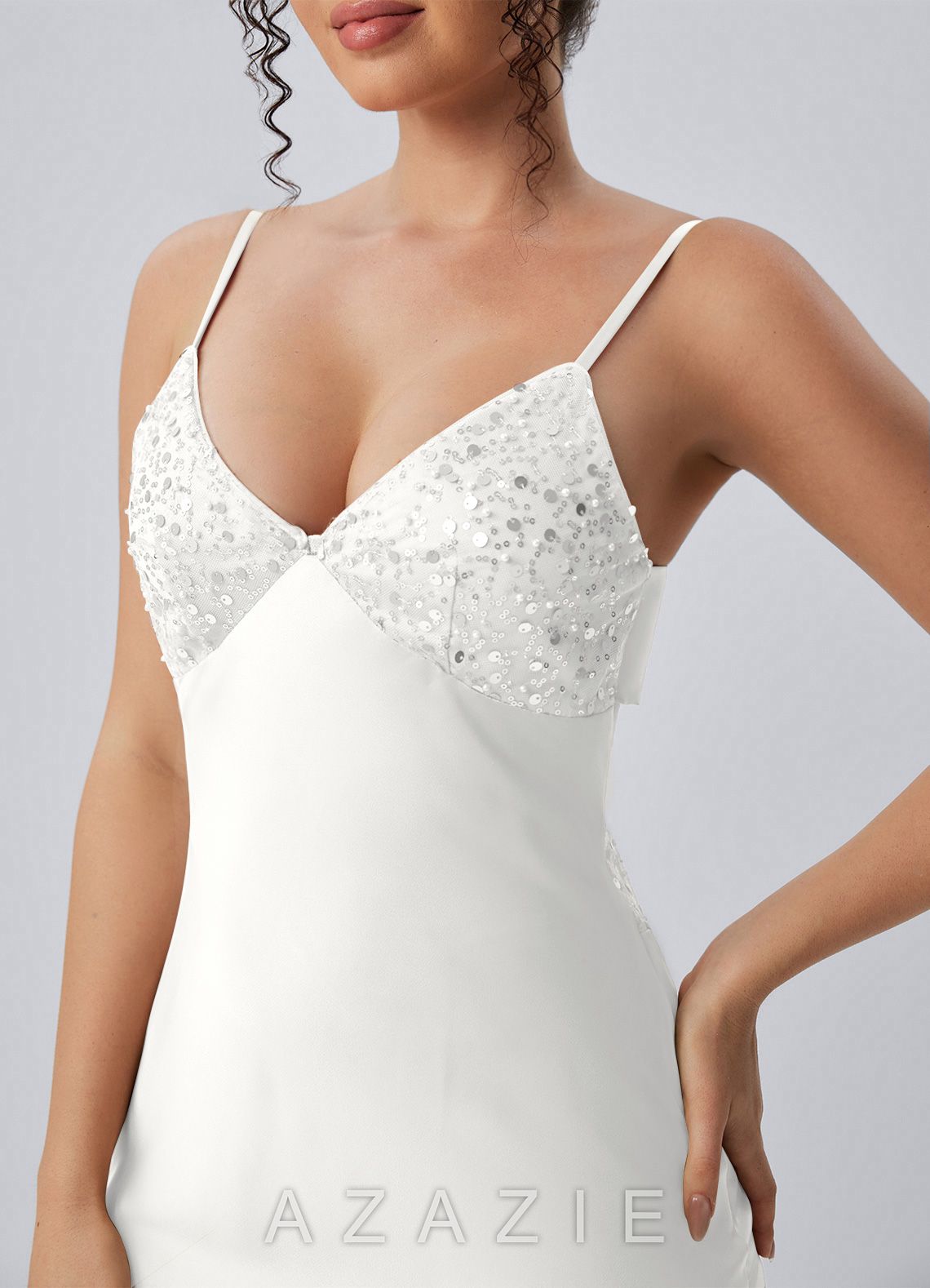 Paloma White Satin Beading Back Bow Summer Maxi Dress