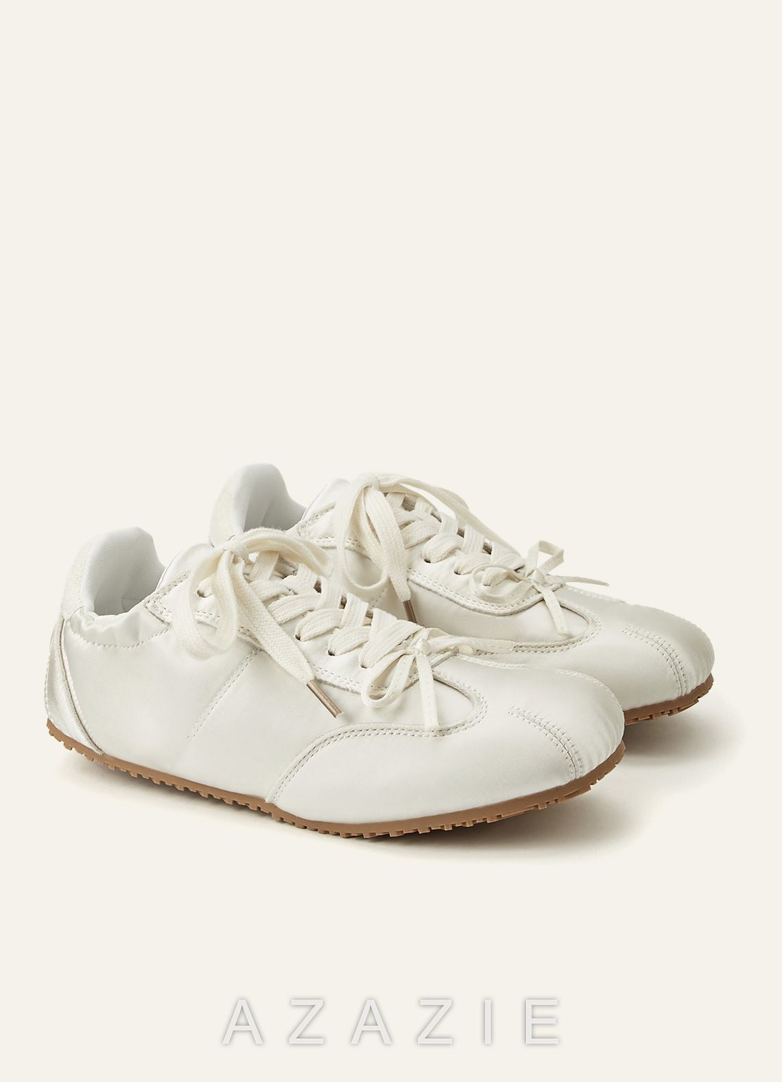 Ballet-Inspired Satin Wedding Sneakers Round Toe Comfortable Wedding Shoes  ivory