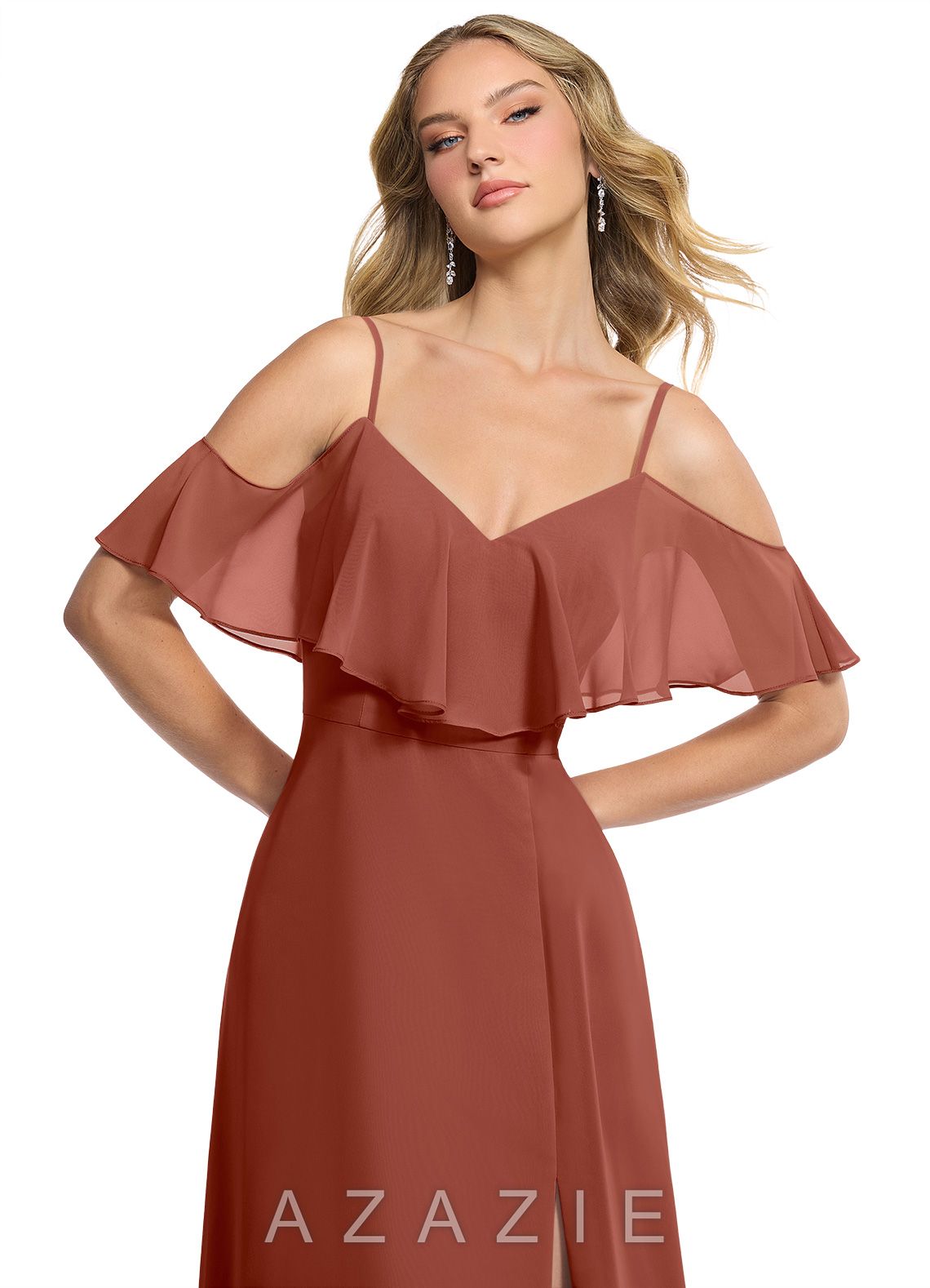 Azazie Jean Auburn A-Line Chiffon Convertible Dress auburn