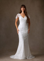 Azazie Tiana Diamond White Sheath Lace Dress