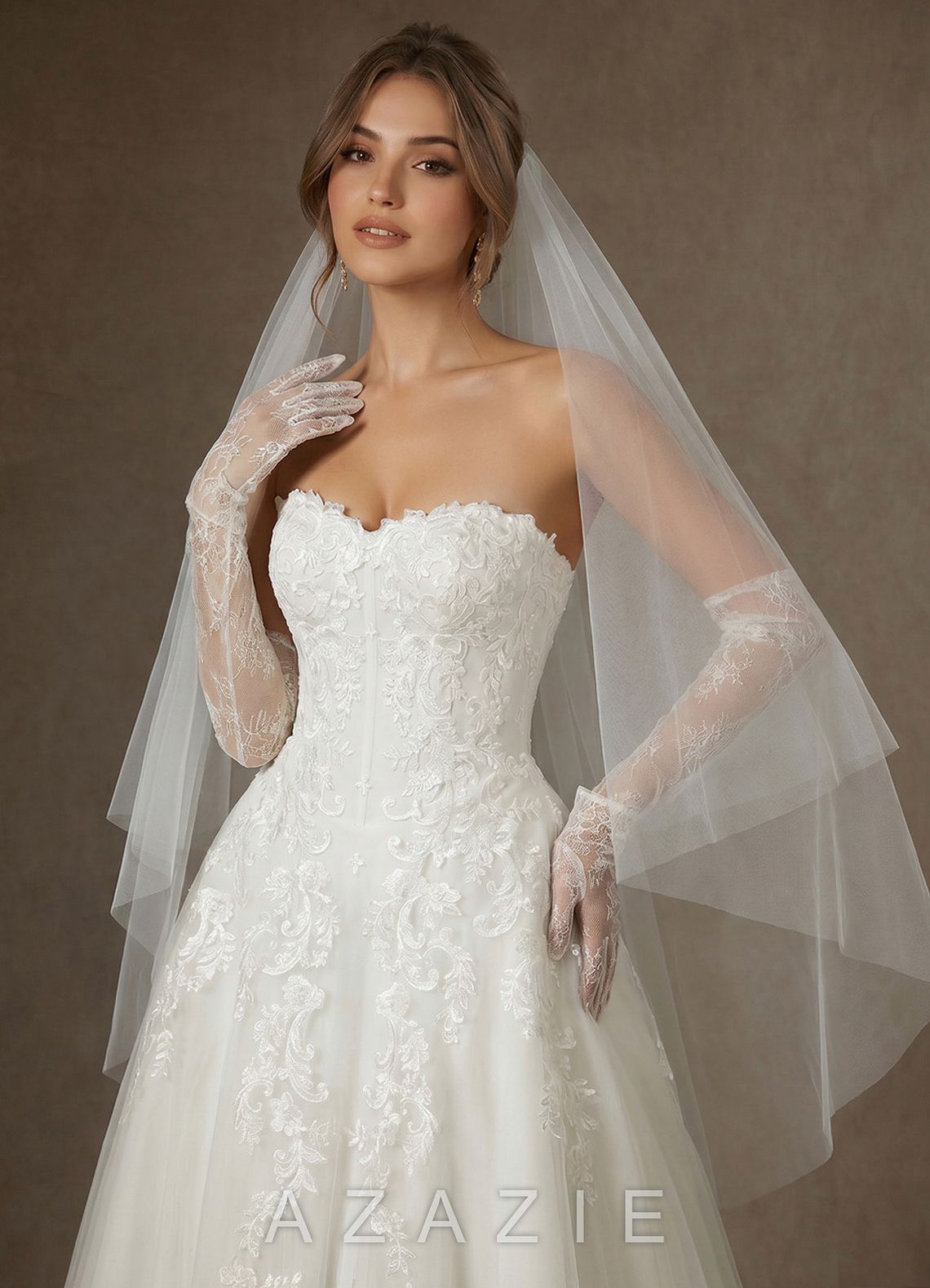 Simple Two-Tier Fingertip Drop Wedding Veil with Blusher  diamond_white