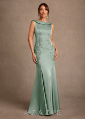 Azazie Franny Agave Sheath Lace Stretch Satin Dress